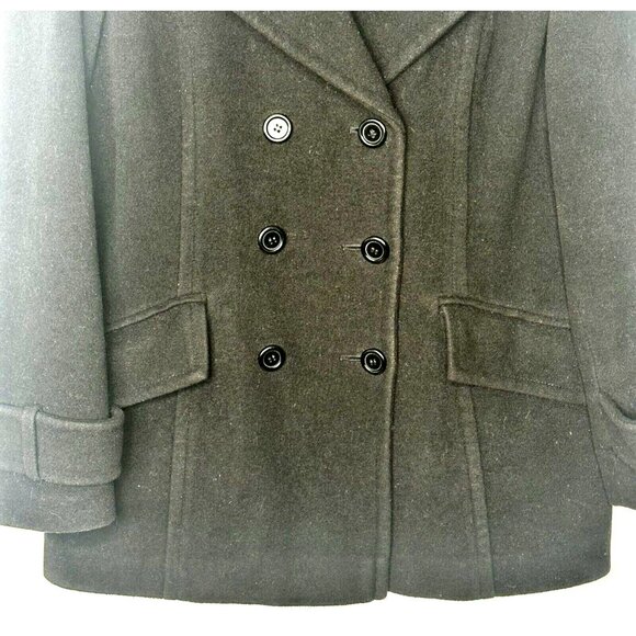 JONES Studio Womens Peacoat Wool Blend Double Breasted Car Jacket Size 8 Black - Picture 4 of 12